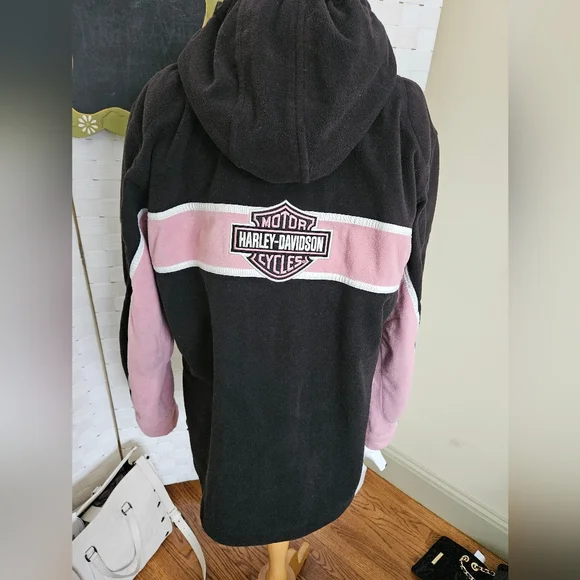 Harley Davidson full zip fleece hooded womens jacket - Picture 2 of 4